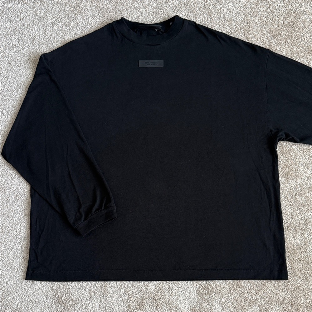 Essentials Fear Of God Black Oversized Long Sleeve Crewneck T Shirt